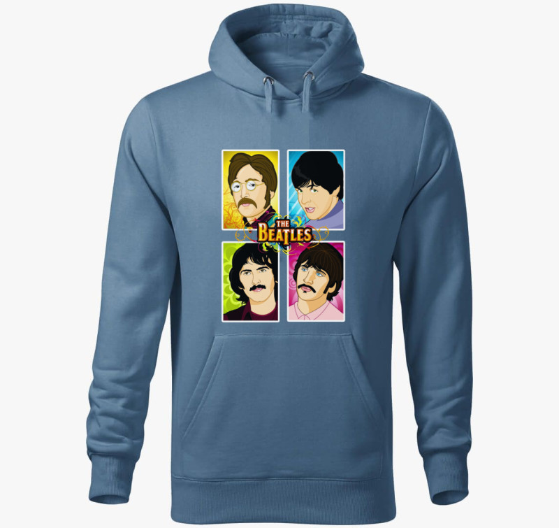 The Beatles rajzolt kapucnis pulóver — Farmerkék