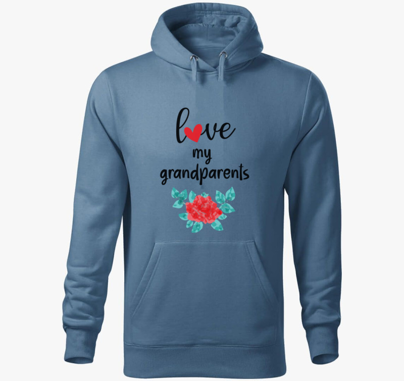 Love my Grandparents kapucnis pulóver — Farmerkék
