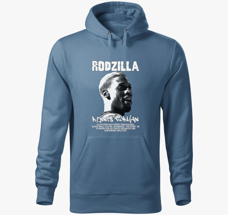 Dennis Rodman Rodzilla kapucnis pulóver — Farmerkék