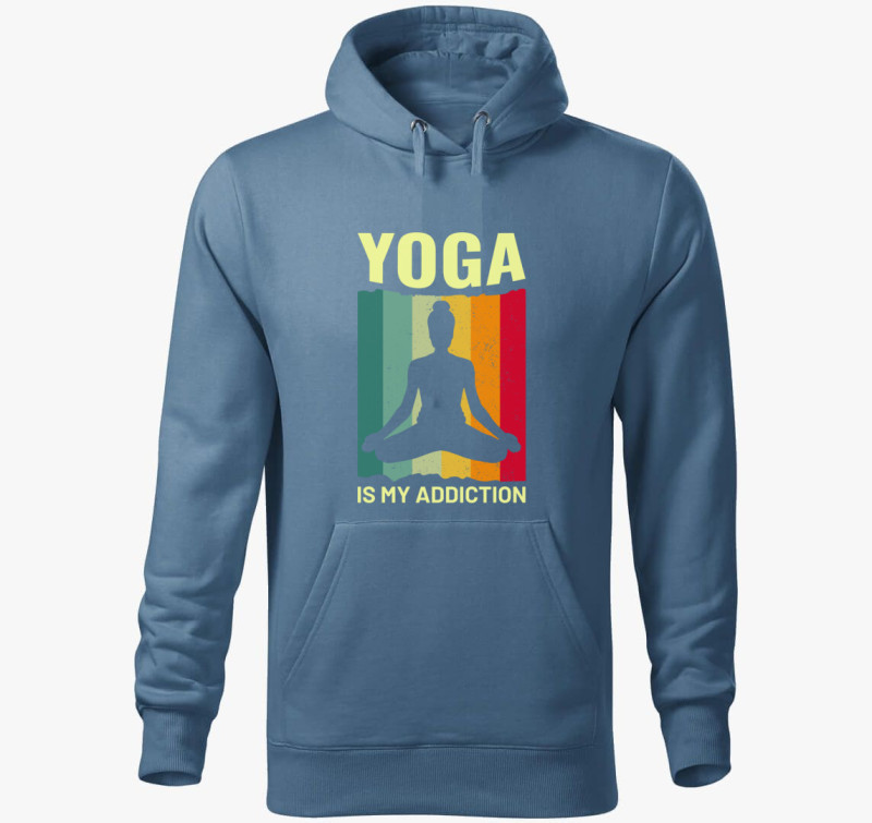 Yoga is my addiction kapucnis pulóver — Farmerkék