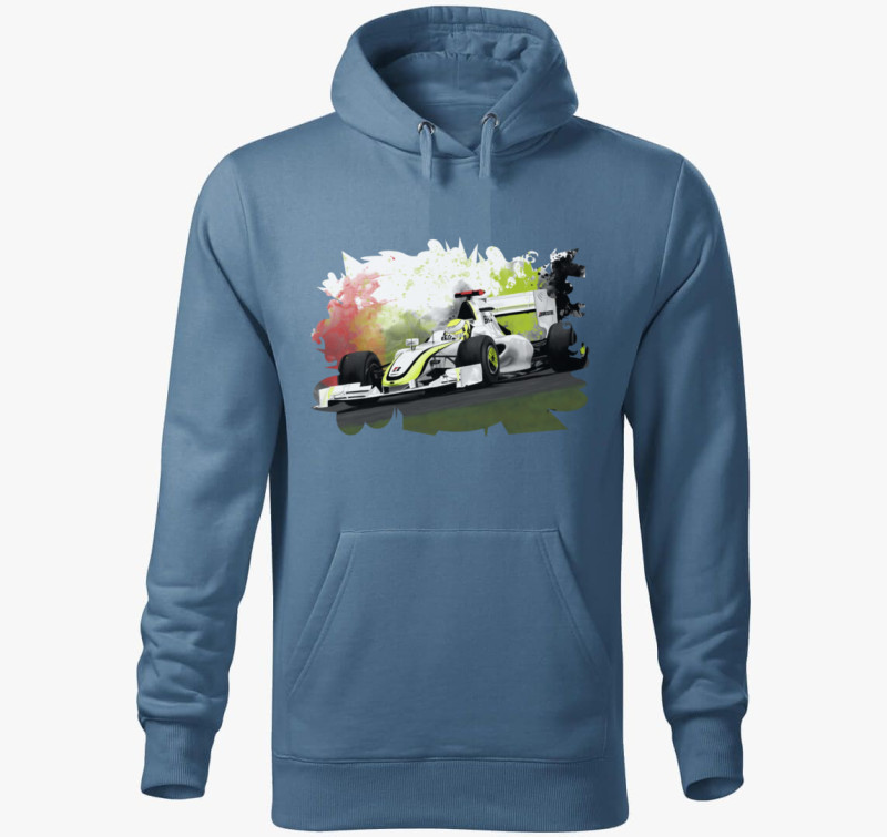 Jenson Button kapucnis pulóver — Farmerkék