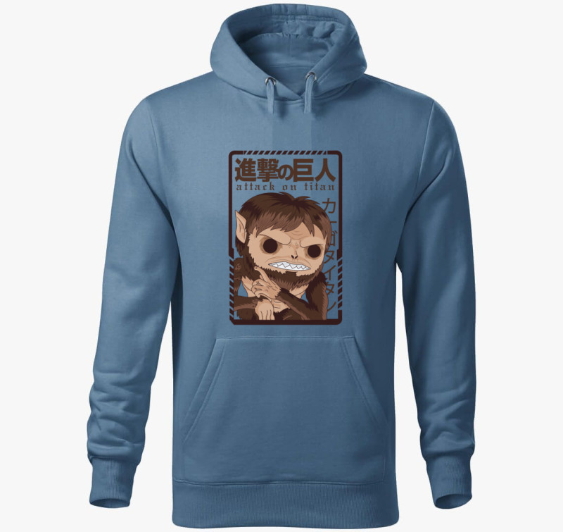 Attack on Titan Bestia Titán kapucnis pulóver — Farmerkék