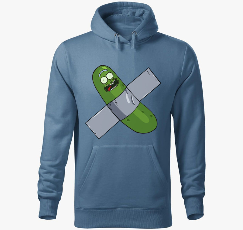 Ragasztós uborka Rick kapucnis pulóver — Farmerkék