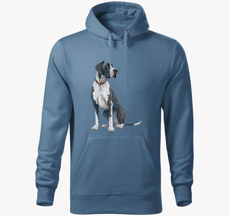 Dán dog kapucnis pulóver — Farmerkék