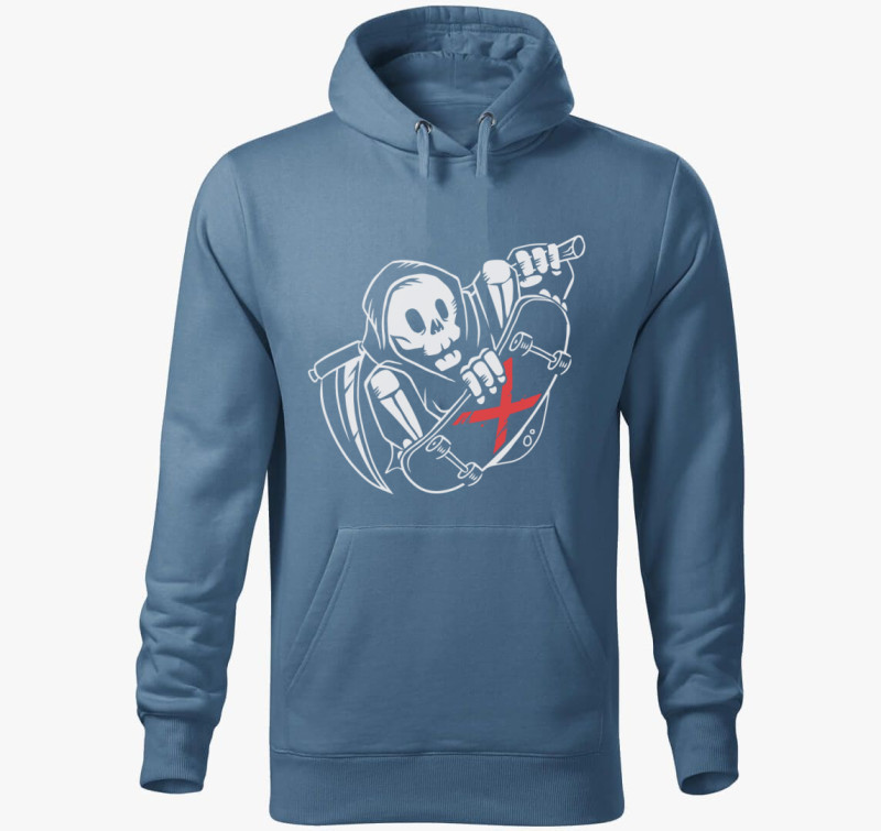 Skate or Die! kapucnis pulóver — Farmerkék