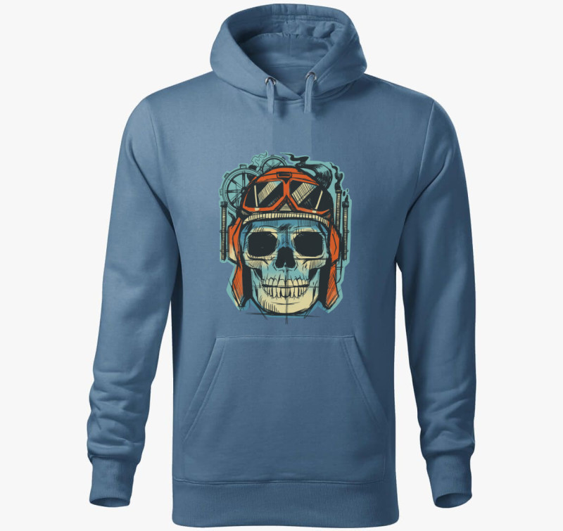 Gear Skull kapucnis pulóver — Farmerkék
