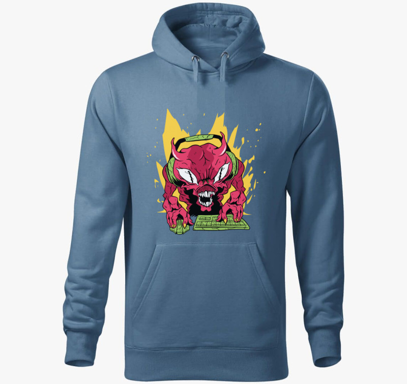 Gamer Rage kapucnis pulóver — Farmerkék