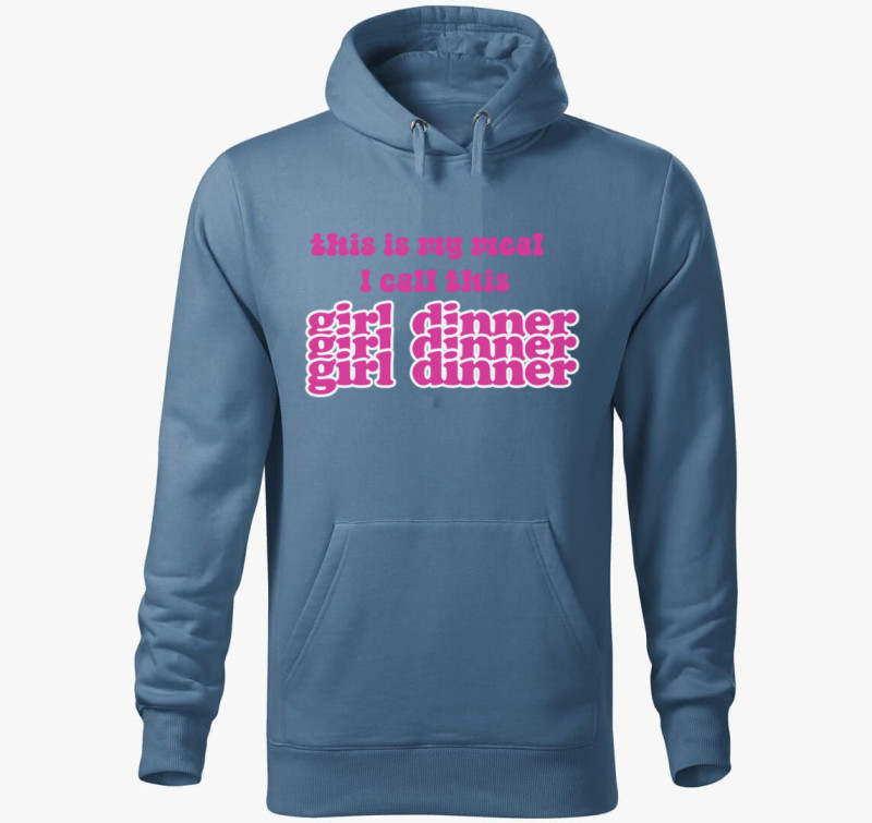 Girl dinner pink kapucnis pulóver — Farmerkék