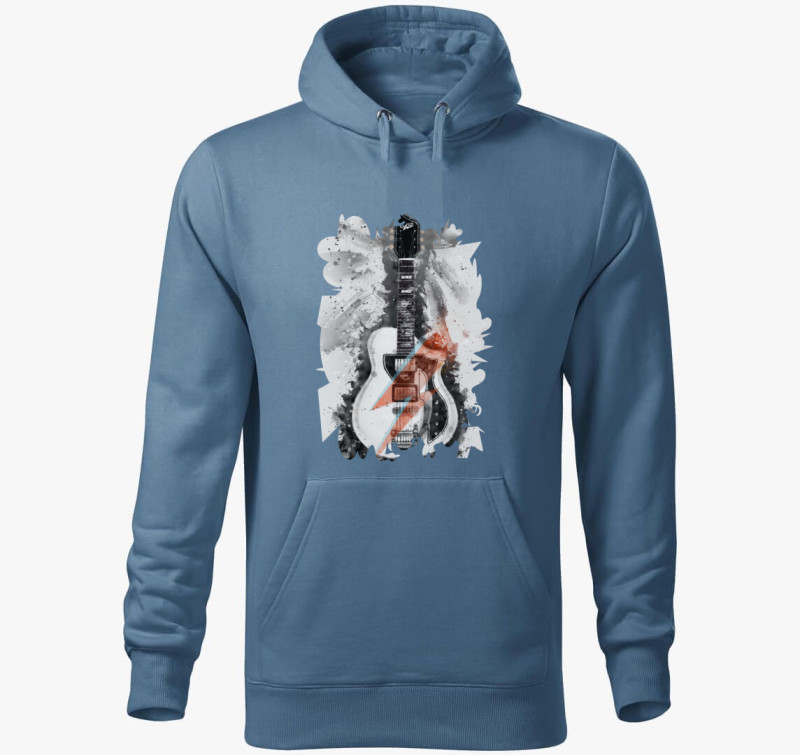 David Bowie gitár kapucnis pulóver — Farmerkék