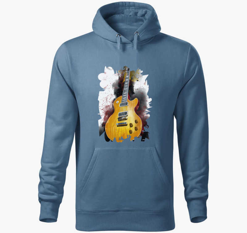 Gibson Les Paul gitár kapucnis pulóver — Farmerkék