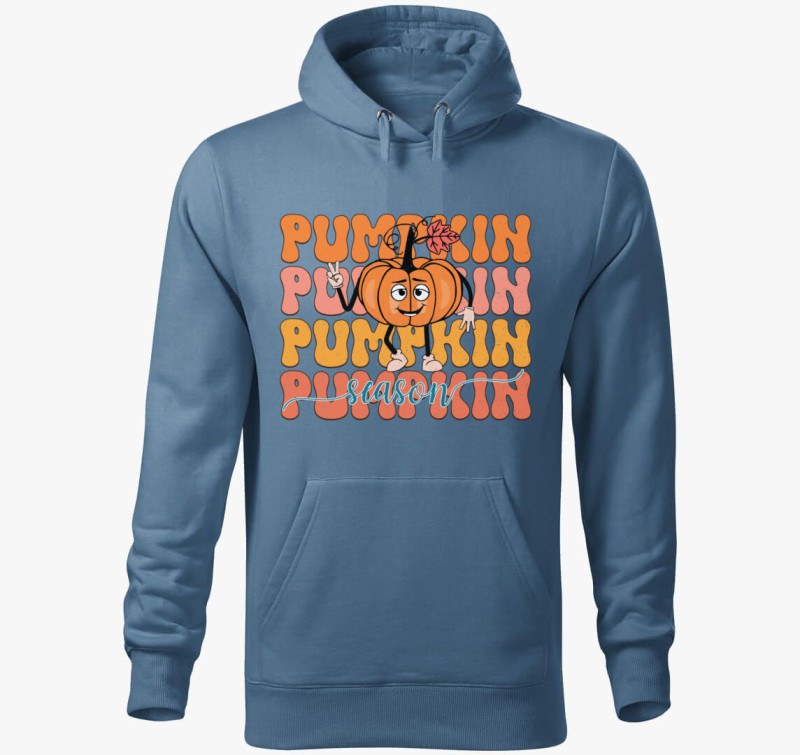 Pumpkin season kapucnis pulóver — Farmerkék