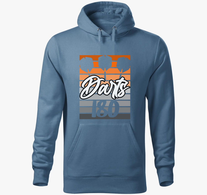 Dartsos design kapucnis pulóver — Farmerkék