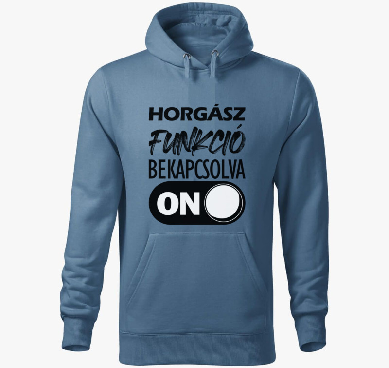 Horgász funkció kapucnis pulóver — Farmerkék