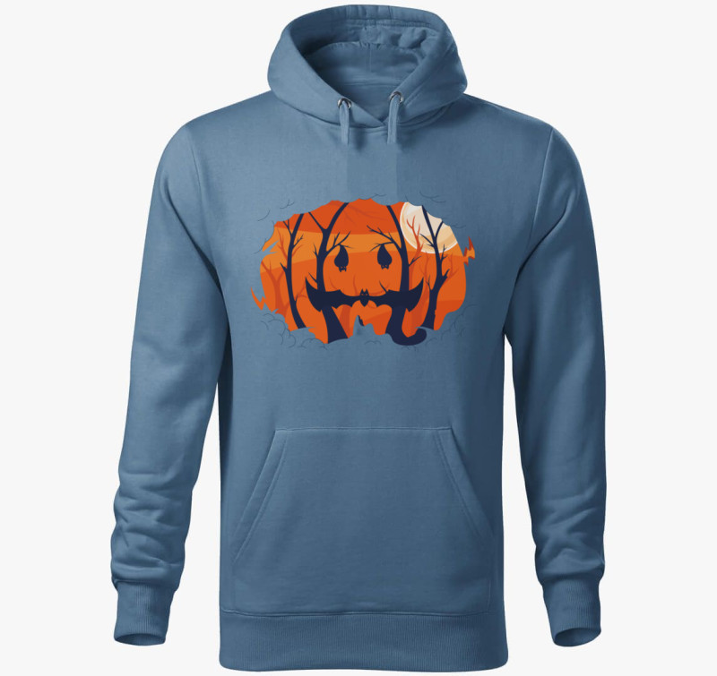 Halloween forest kapucnis pulóver — Farmerkék