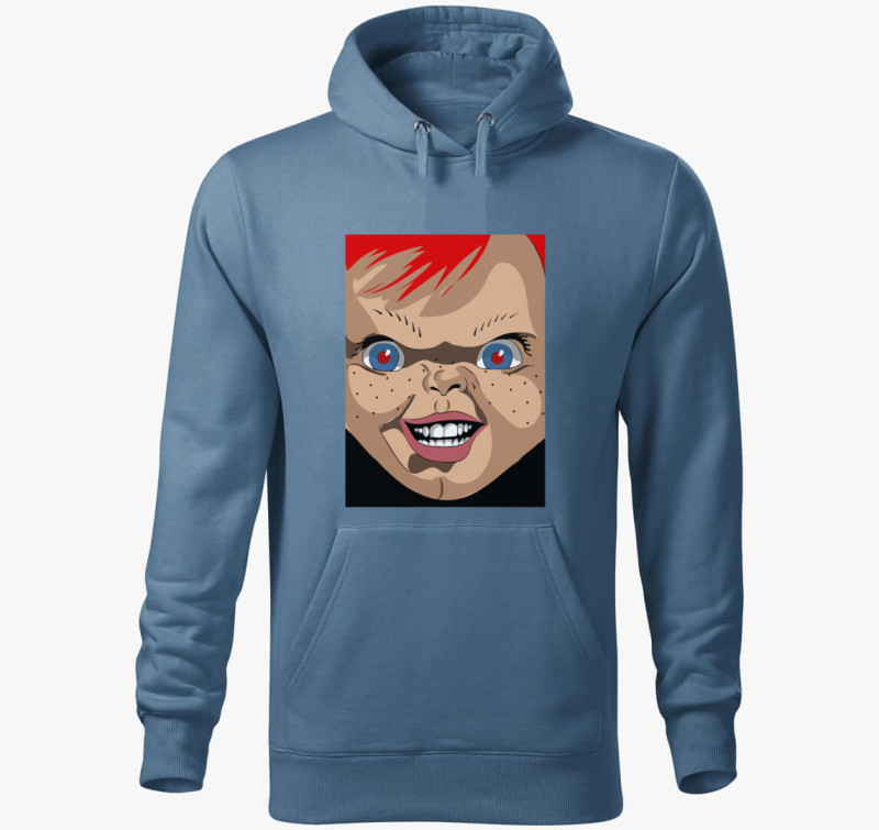 Chucky kapucnis pulóver — Farmerkék