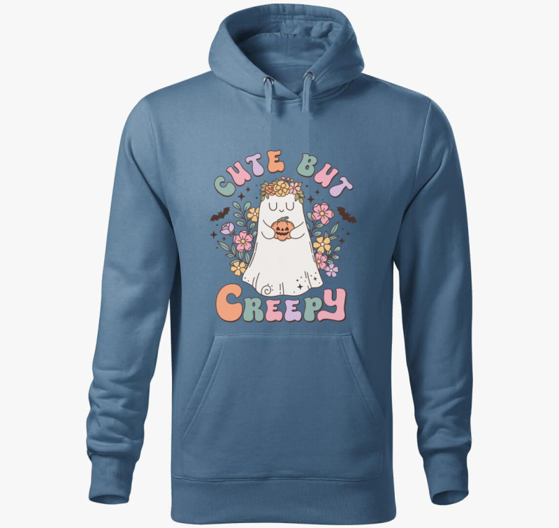 Cute creepy kapucnis pulóver — Farmerkék