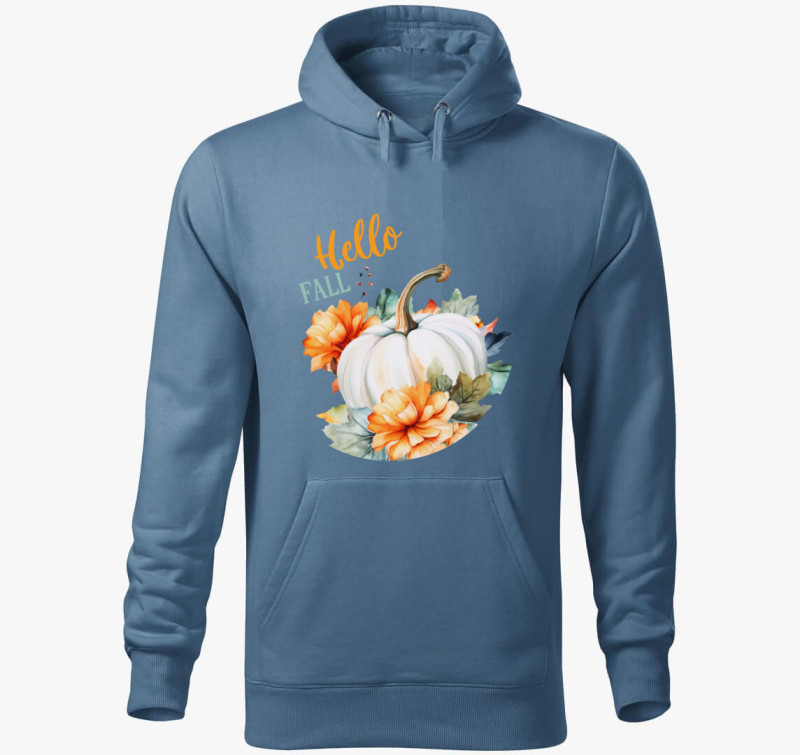 Hello fall pumpkin kapucnis pulóver — Farmerkék