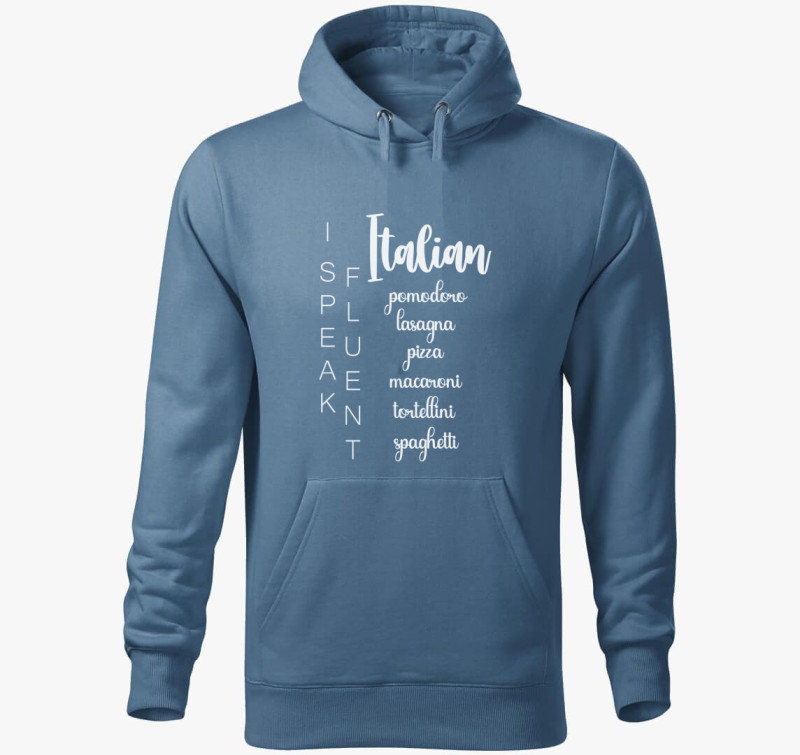 Fluent italian food kapucnis pulóver — Farmerkék