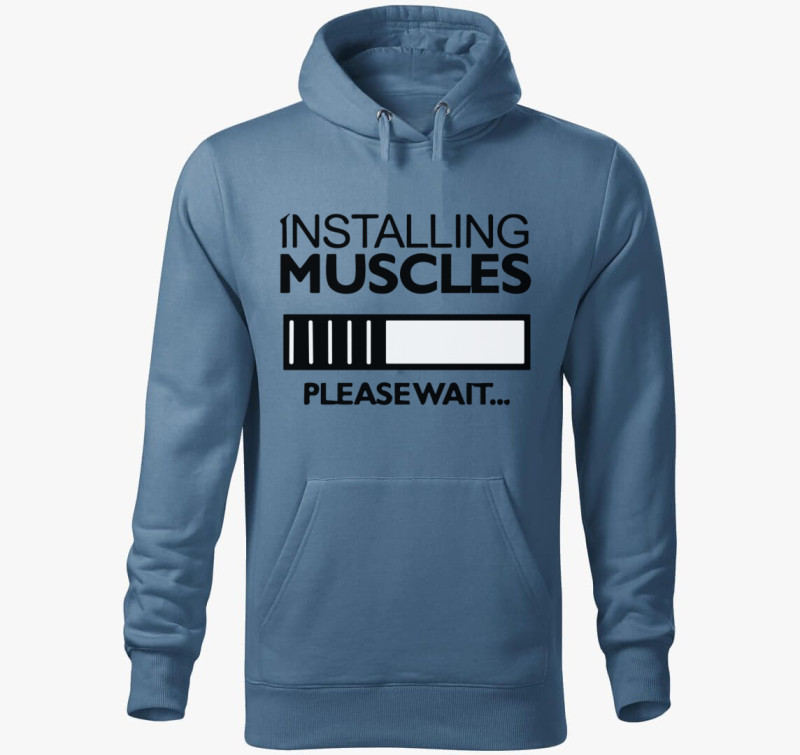 Installing muscles kapucnis pulóver — Farmerkék