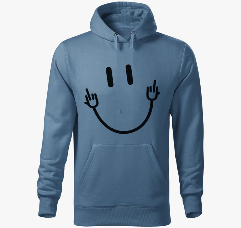 Smiley 4 kapucnis pulóver — Farmerkék