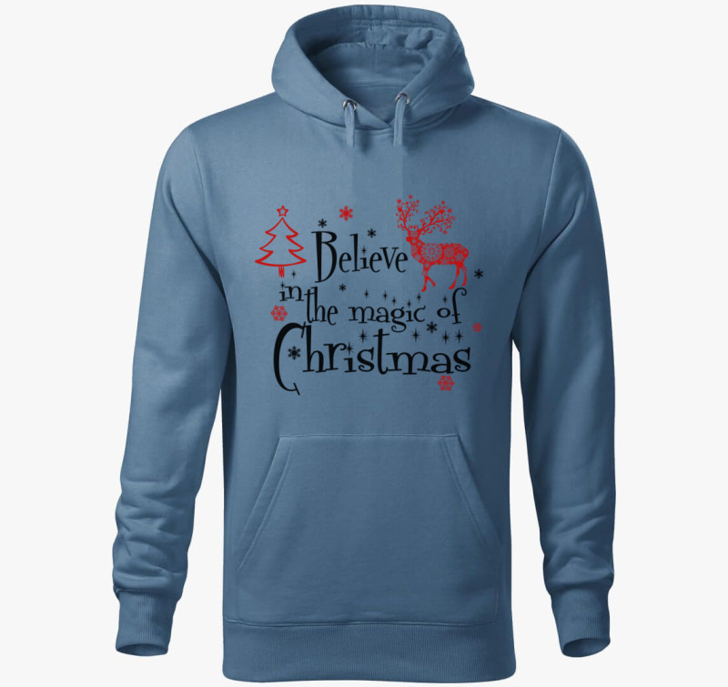 Xmas believe kapucnis pulóver — Farmerkék