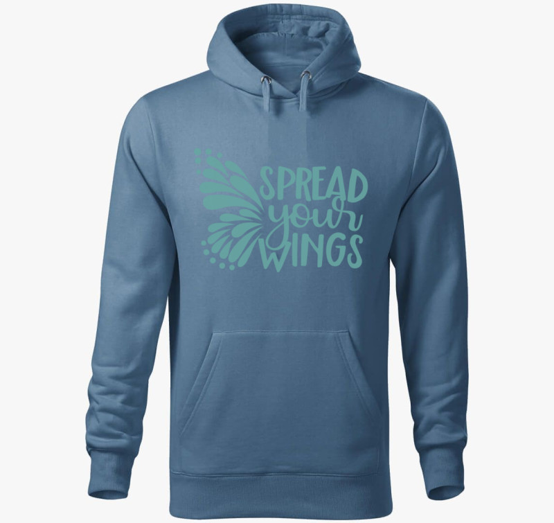 Spread wings türkiz kapucnis pulóver — Farmerkék
