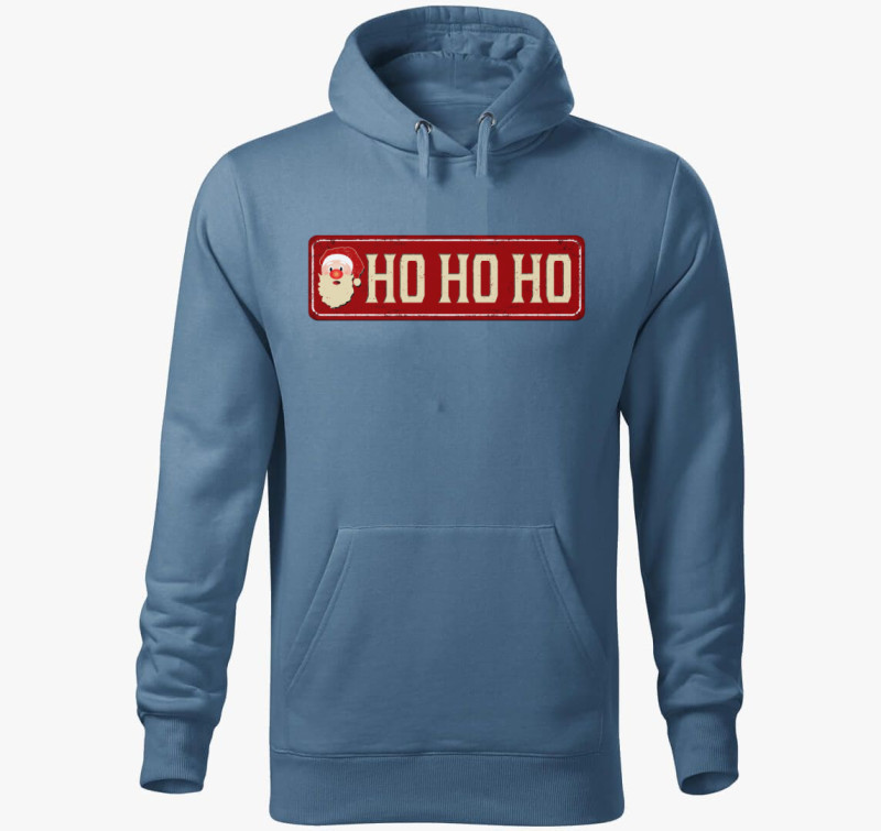 Mikulás ho ho ho kapucnis pulóver — Farmerkék
