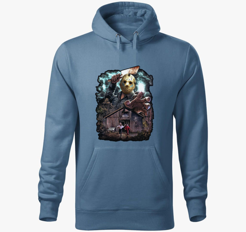 Jason Voorhees kapucnis pulóver — Farmerkék