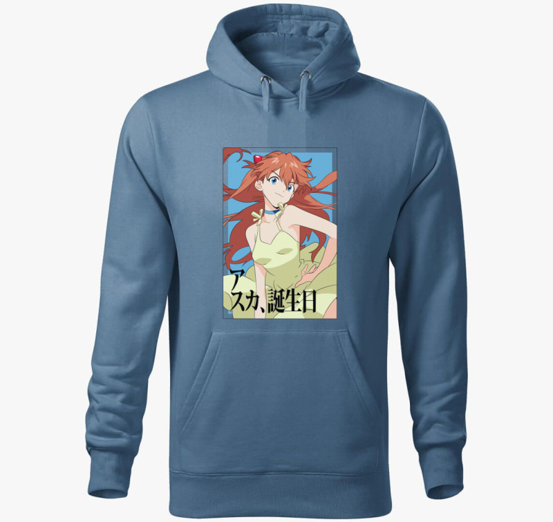 Neon Genesis Evangelion - Asuka kapucnis pulóver — Farmerkék