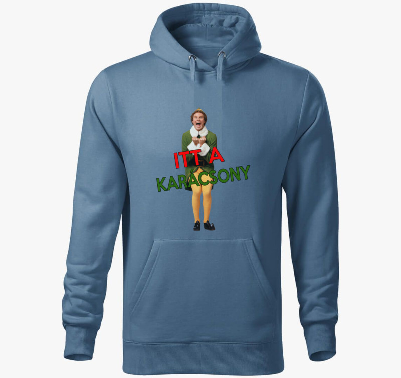 Itt a karácsony! kapucnis pulóver — Farmerkék