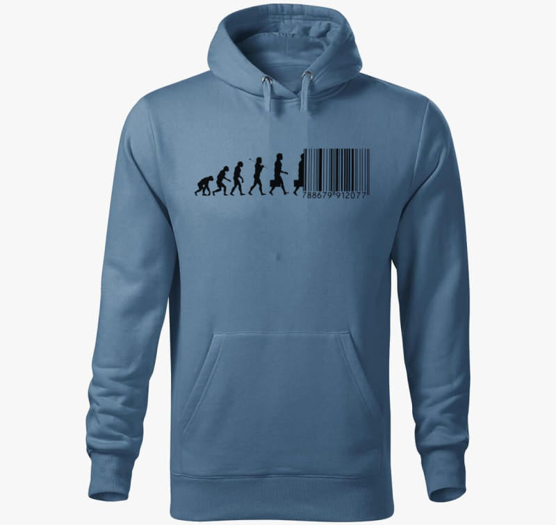 Barcode evolúció kapucnis pulóver — Farmerkék