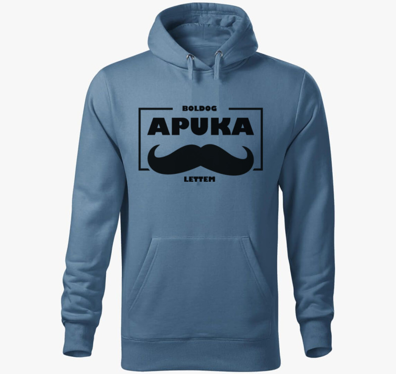 Boldog apuka lettem kapucnis pulóver — Farmerkék