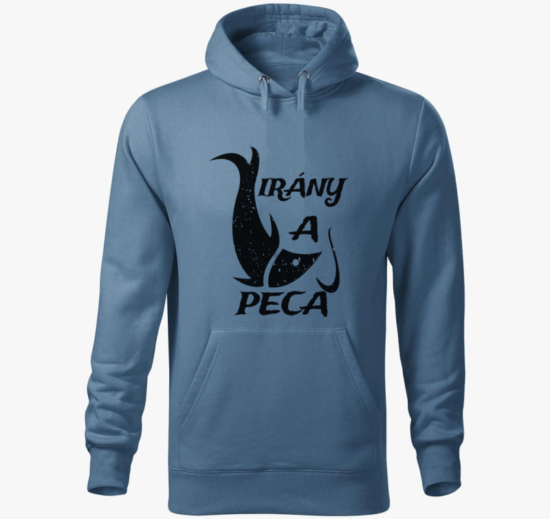 Irány a peca kapucnis pulóver — Farmerkék
