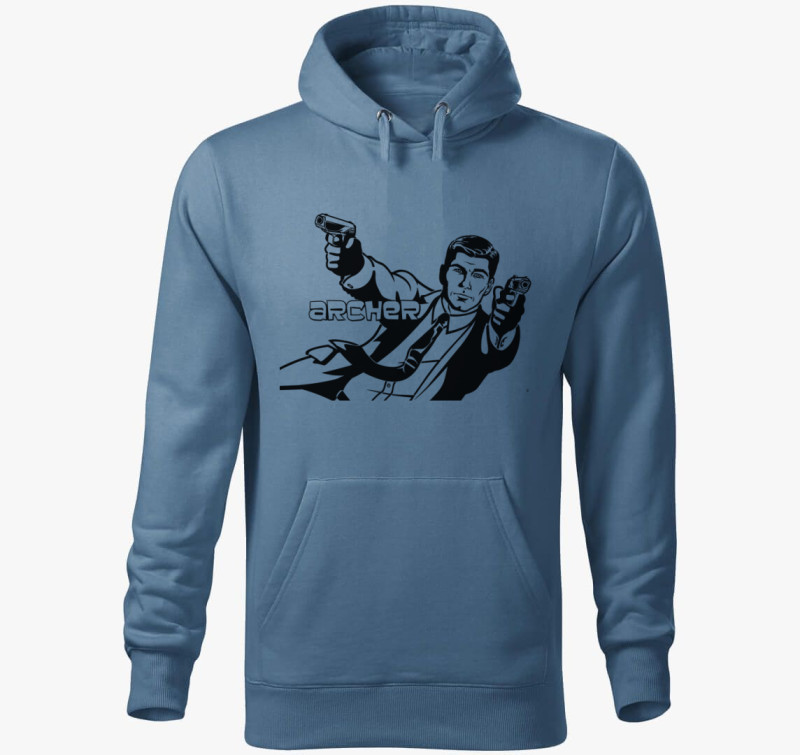 Sterling Archer kapucnis pulóver — Farmerkék