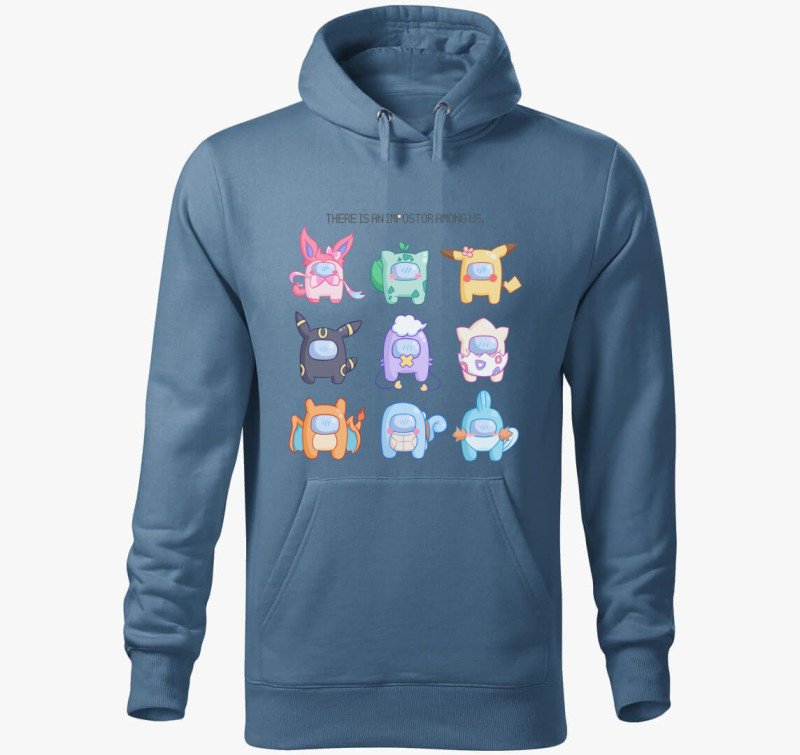 Pokemon - Among us kapucnis pulóver — Farmerkék