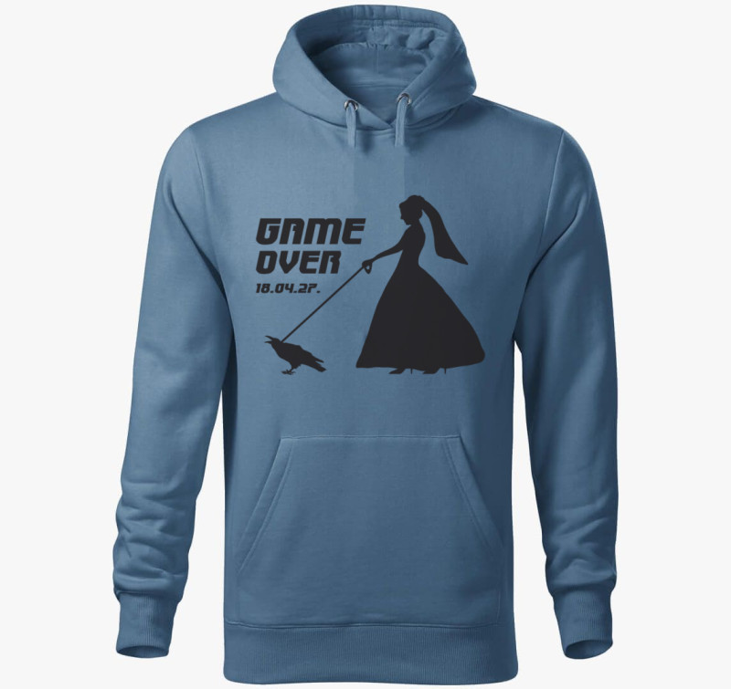 Game Over 2 kapucnis pulóver (női/férfi változatban!) — Farmerkék