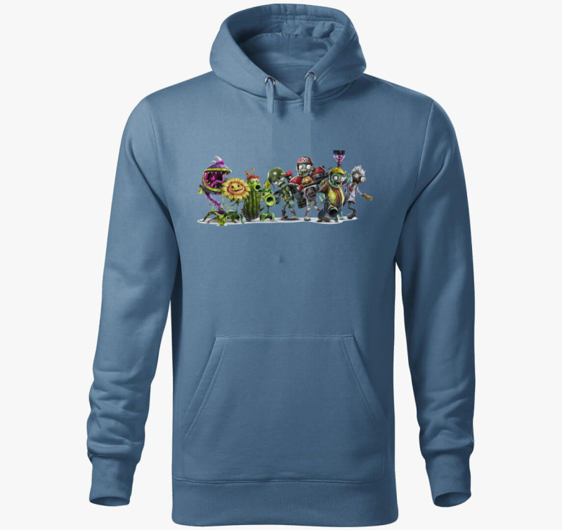 Plant vs Zombies kapucnis pulóver — Farmerkék