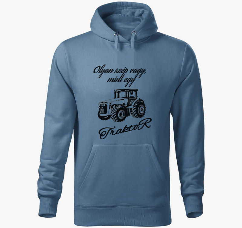 Olyan szép vagy mint egy traktor kapucnis pulóver — Farmerkék