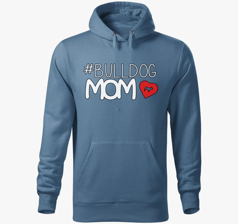 Bulldog Mom kapucnis pulóver — Farmerkék