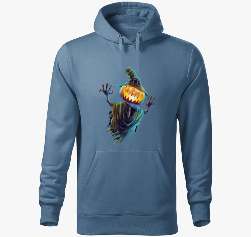 Madárijesztő halloween kapucnis pulóver — Farmerkék