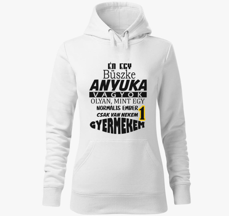 Büszke Anya kapucnis pulóver — Fehér