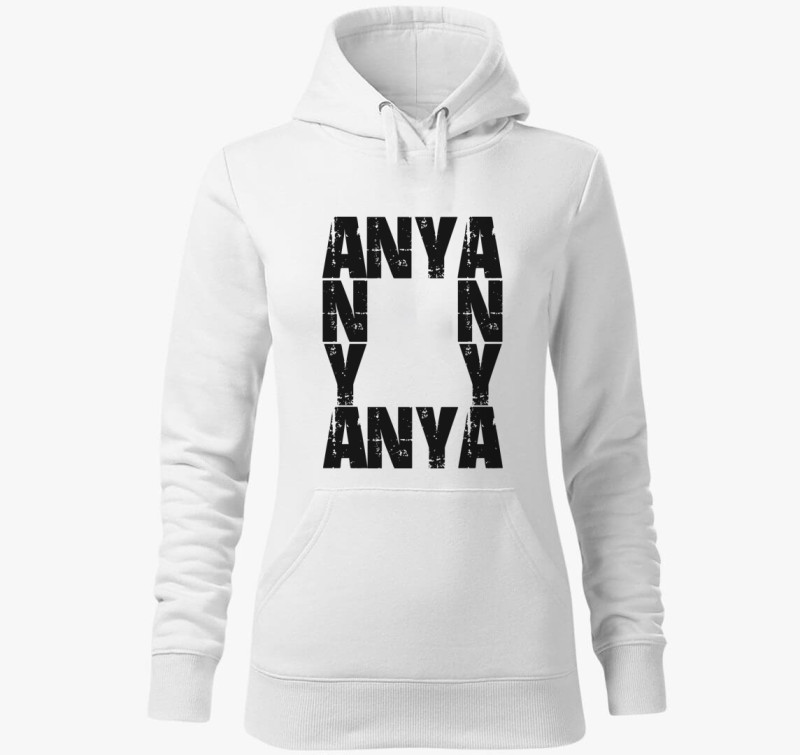 Anya feliratos kapucnis pulóver — Fehér