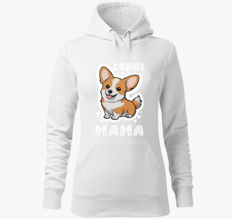 Corgi Mama kapucnis pulóver — Fehér