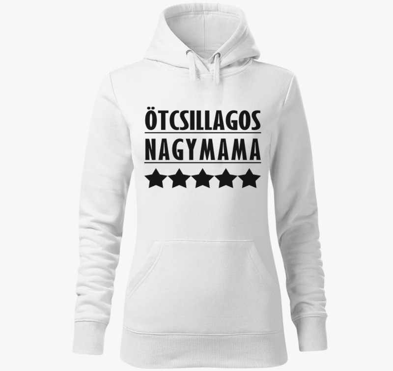 Ötcsillagos nagymama kapucnis pulóver — Fehér