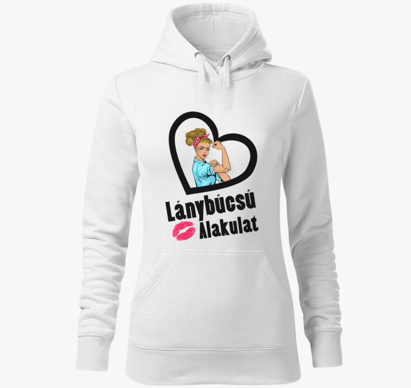 Lánybúcsú alakulat kapucnis pulóver — Fehér
