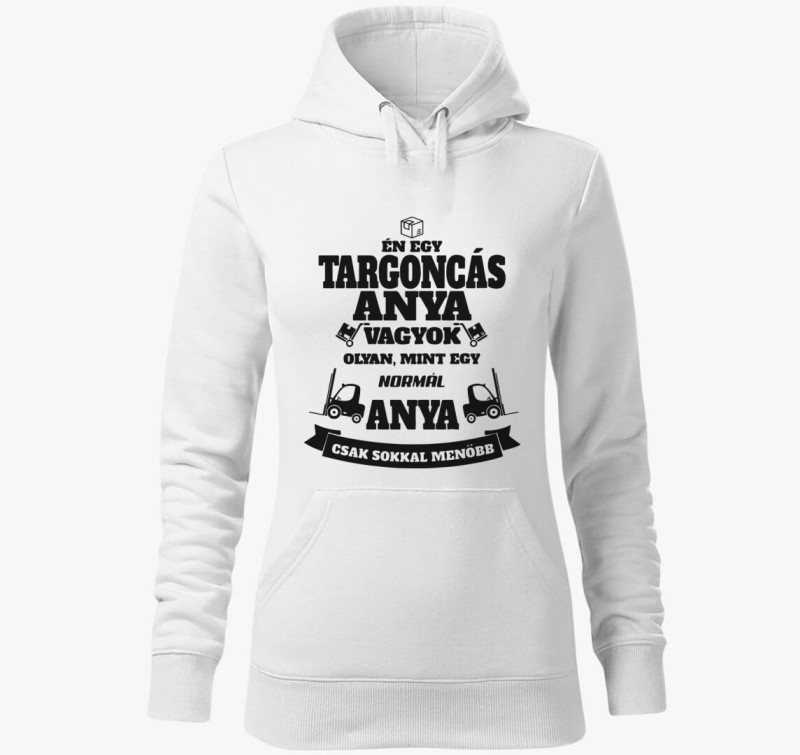 Targoncás anya kapucnis pulóver — Fehér