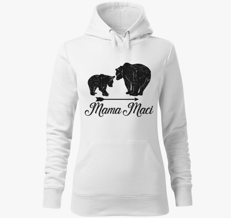 Mama maci kapucnis pulóver — Fehér