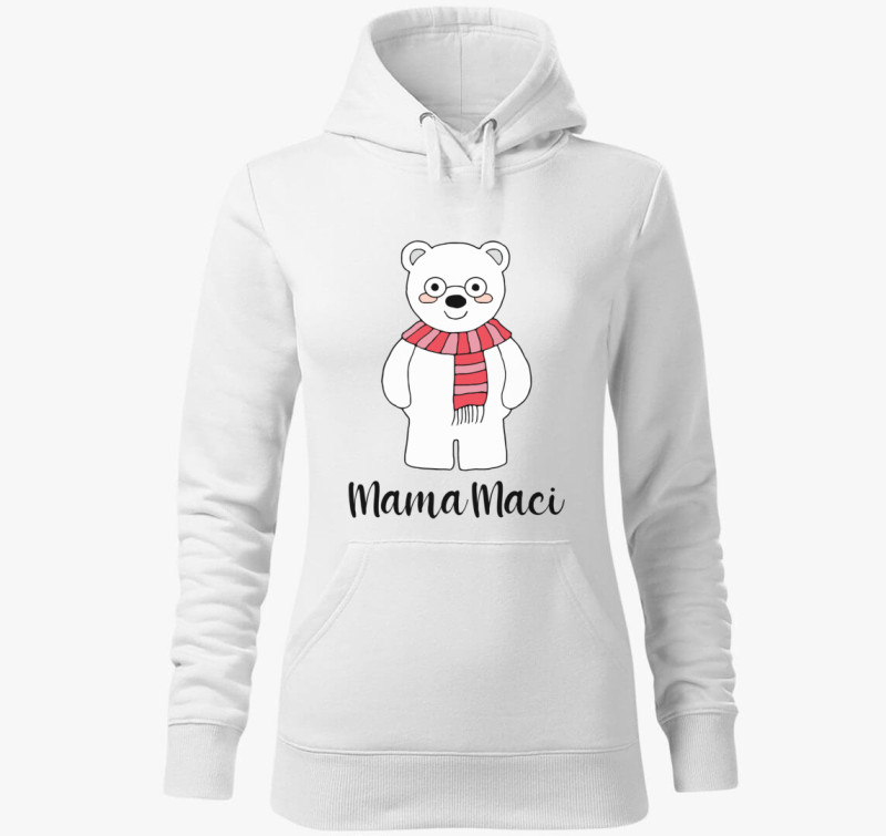Mama maci karácsonyi kapucnis pulóver — Fehér