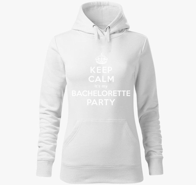 Keep calm lánybúcsú kapucnis pulóver — Fehér