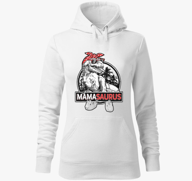 Mama saurus kapucnis pulóver — Fehér